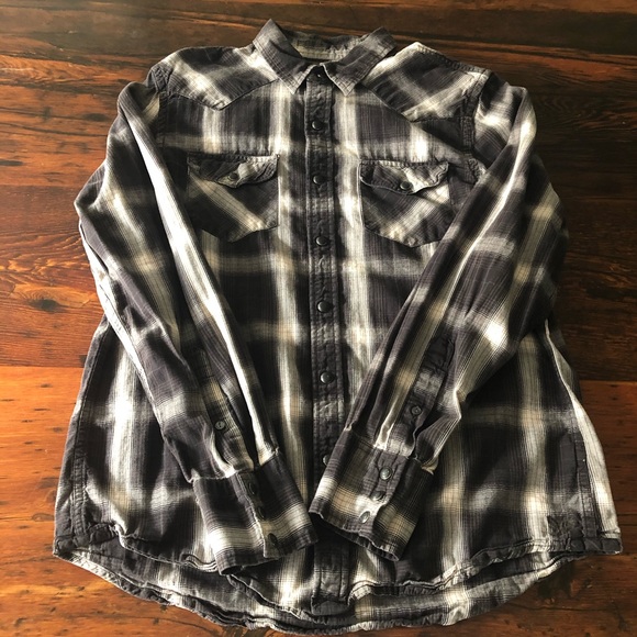 American Eagle Western Plaid Shirt Medium - Picture 2 of 9
